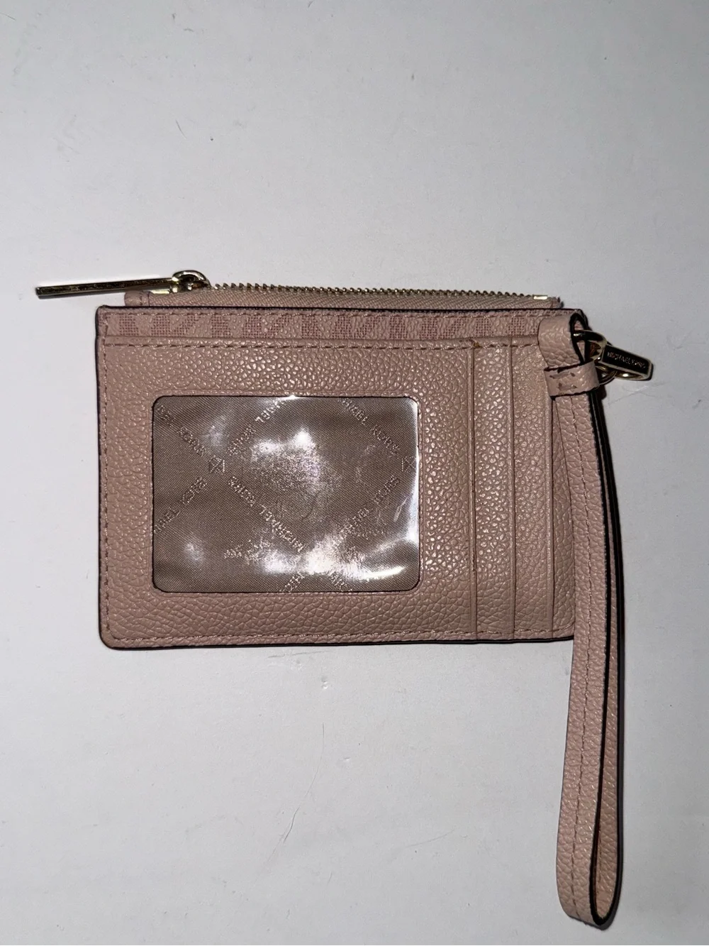 Michael Kors Blush Logo Wristlet Card Holder with Gold Hardware